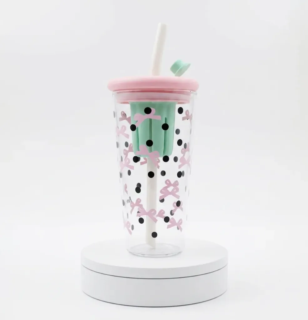 [W3096/GP-1006-6-A] HAPPY CUP GLASS 800 ML PINK