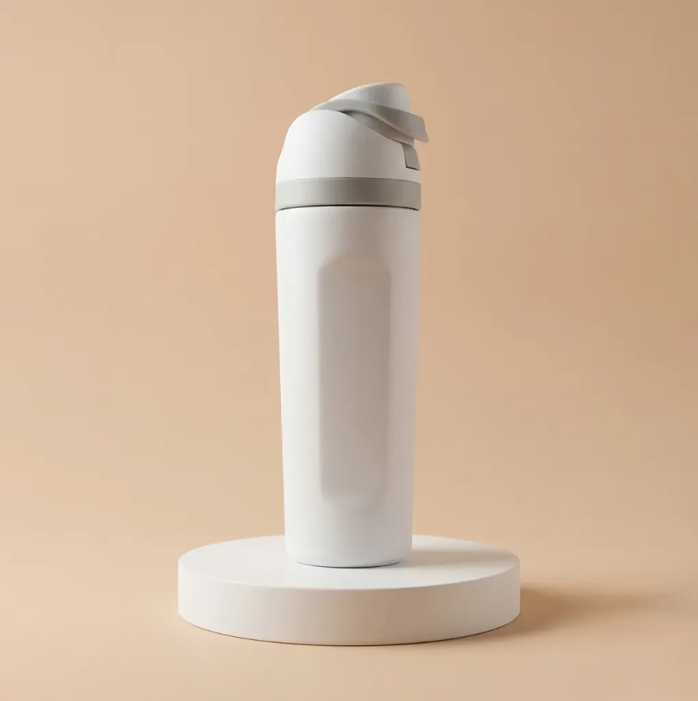 [W2725] VACUUM CUP WHITE BOTTLE WITH ACCESORIES 600 ML