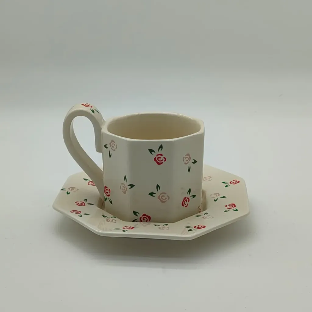 CERAMIC CUP AND DISH SET flower
