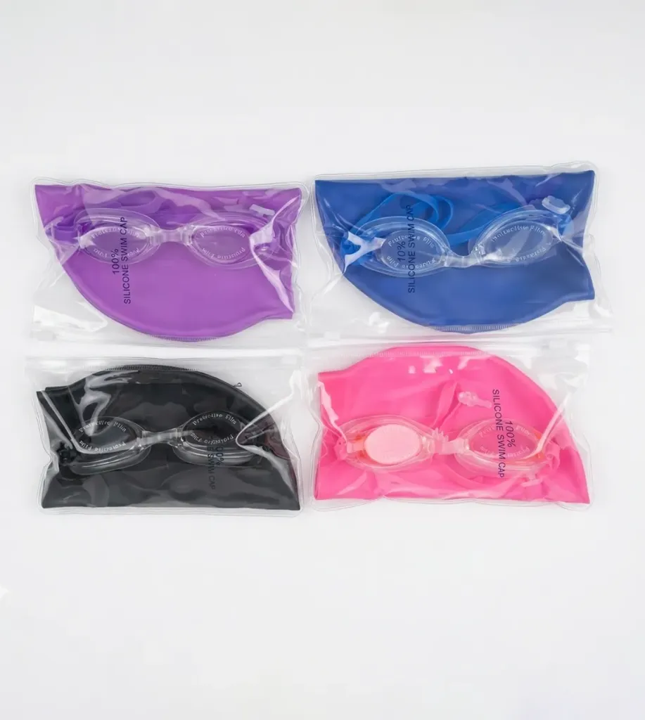 SILICONE SWIM GOGGLE PLUS CAP