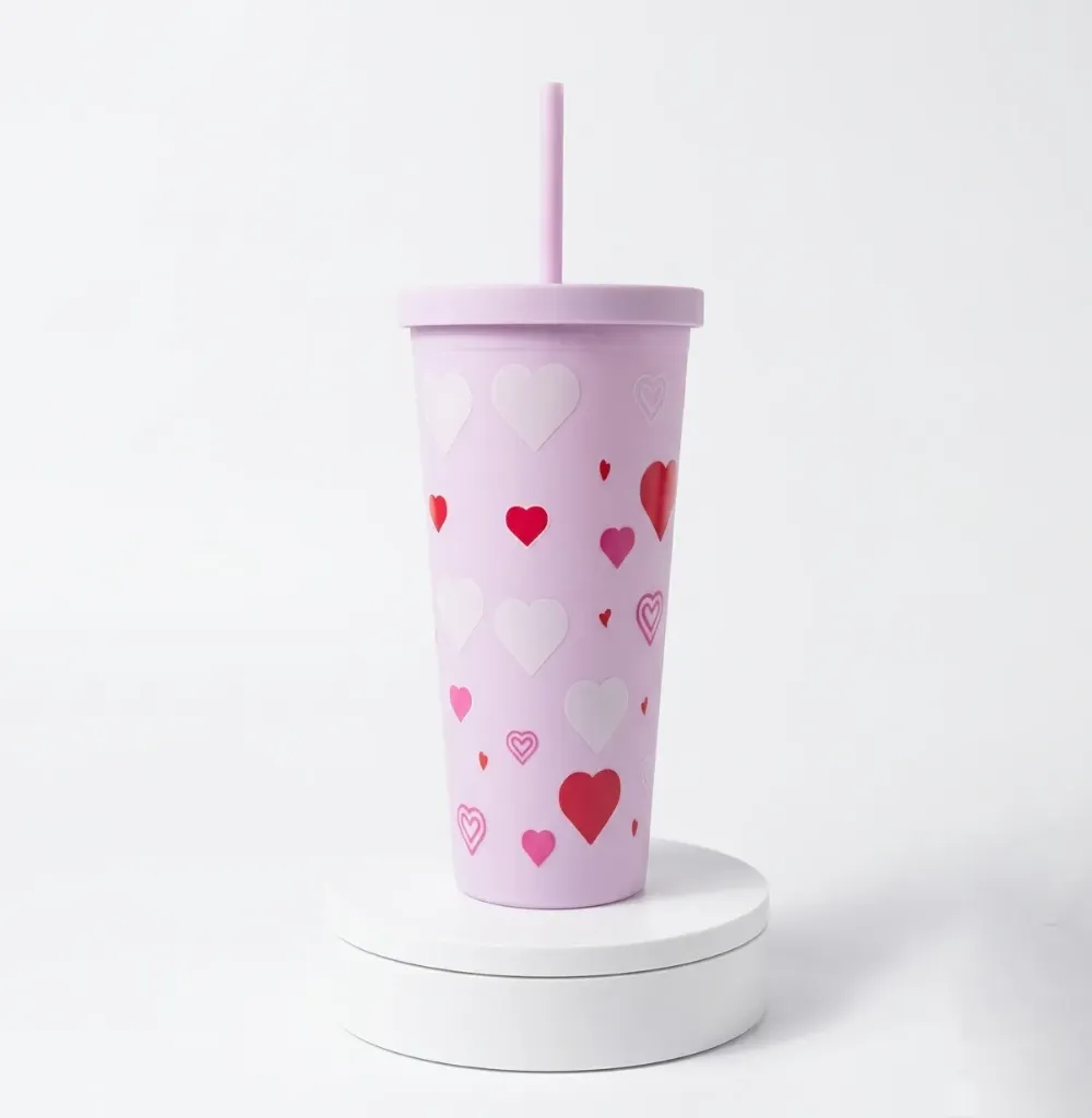 PLASTIC CUP HEARTS 500ML